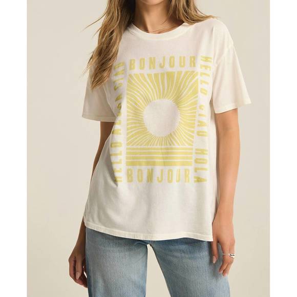 NEW Z SUPPLY bonjour boyfriend tee in white - Picture 1 of 3